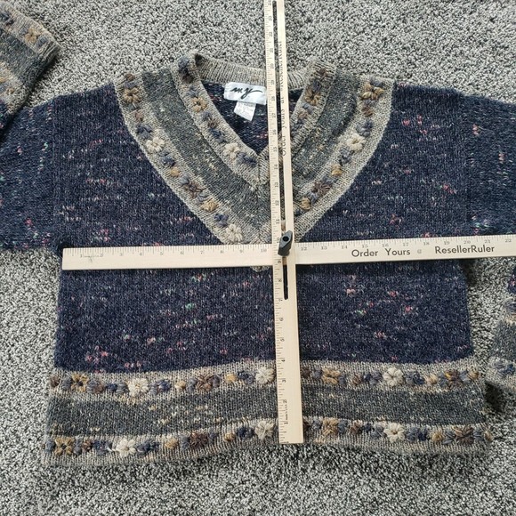 Vintage‎ Sweater V-Neck Wool Blend Y2K Large Cottagecore Vintage - Picture 8 of 11